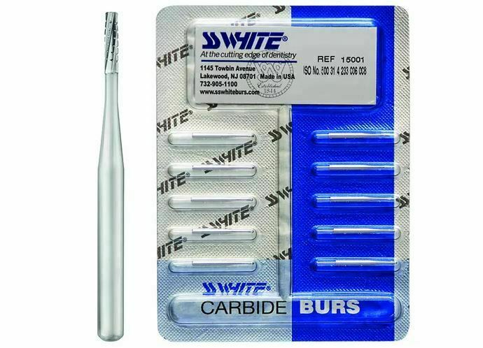 SS WHITE Dental Carbide Burs FG 556 Cross Cut Straight Fissure ( Pack of 10 )
