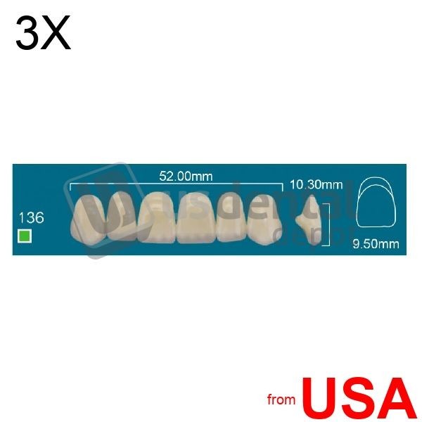 3X LOT of RAFAEL 136 Upper Anterior A3 (1 X 6) – Square Rafael 2 layers 114647