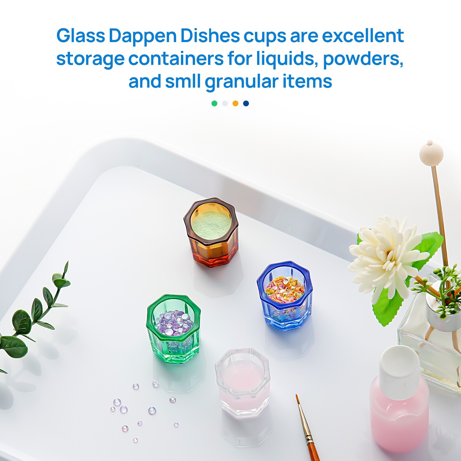 12PCS JMU Dental Glass Dappen Dishes Acrylic Crystal Cups Nails Assorted Colors