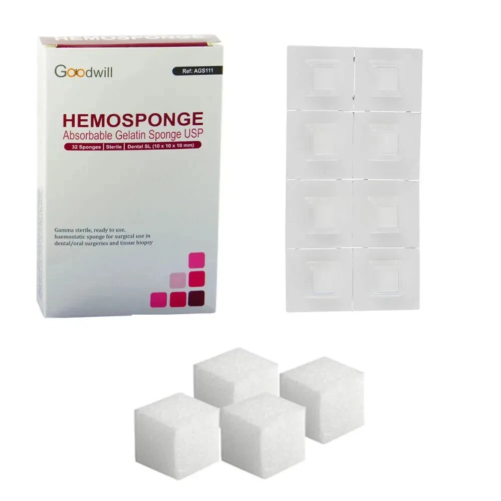 Dental HEMOSPONGE Absorbable Gelatin USP Sterile 32 Sponge Pack 10x10x10mm