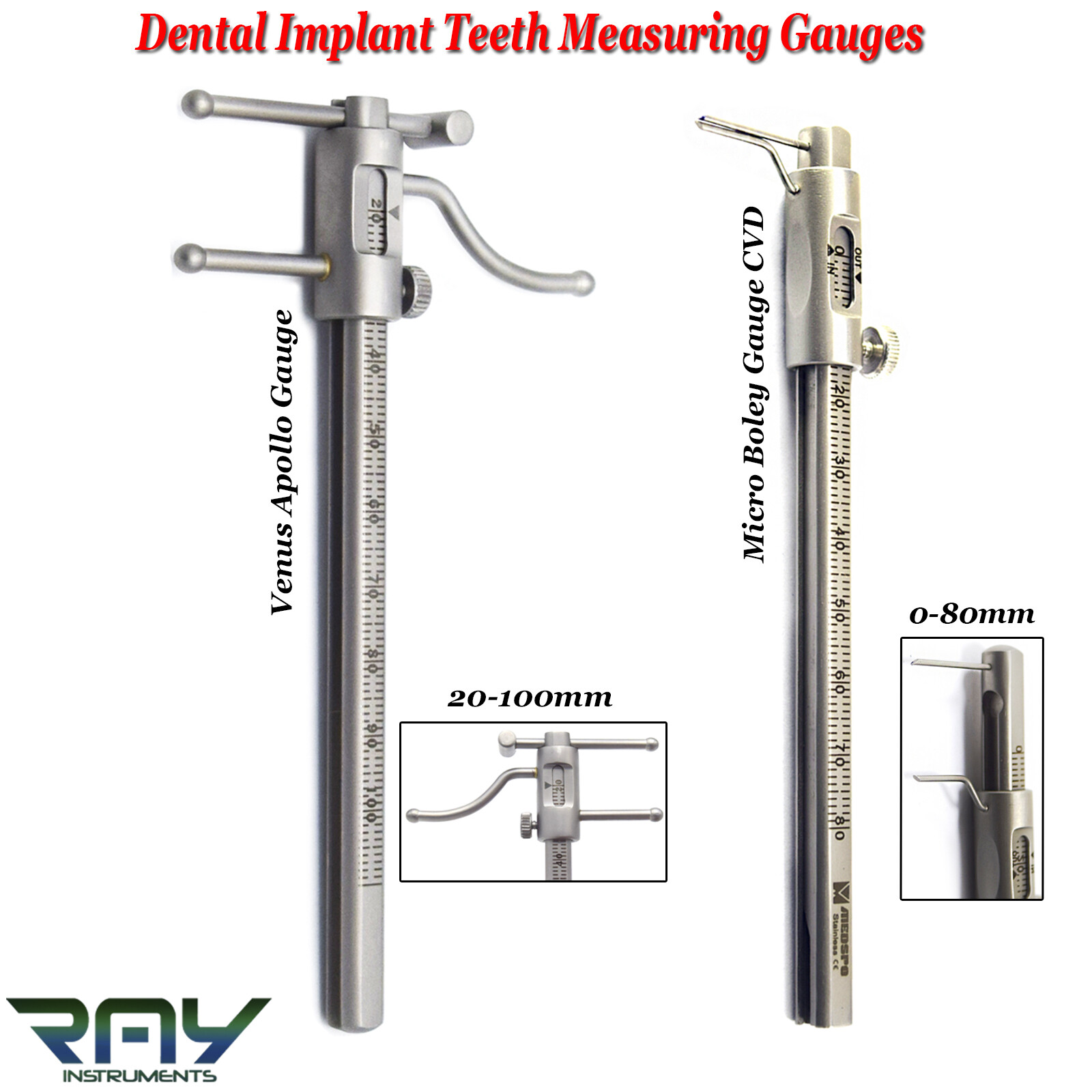Measuring Micro Boley Gauge CVD Dental Venus Apollo Gauge Ruler Implant Tools
