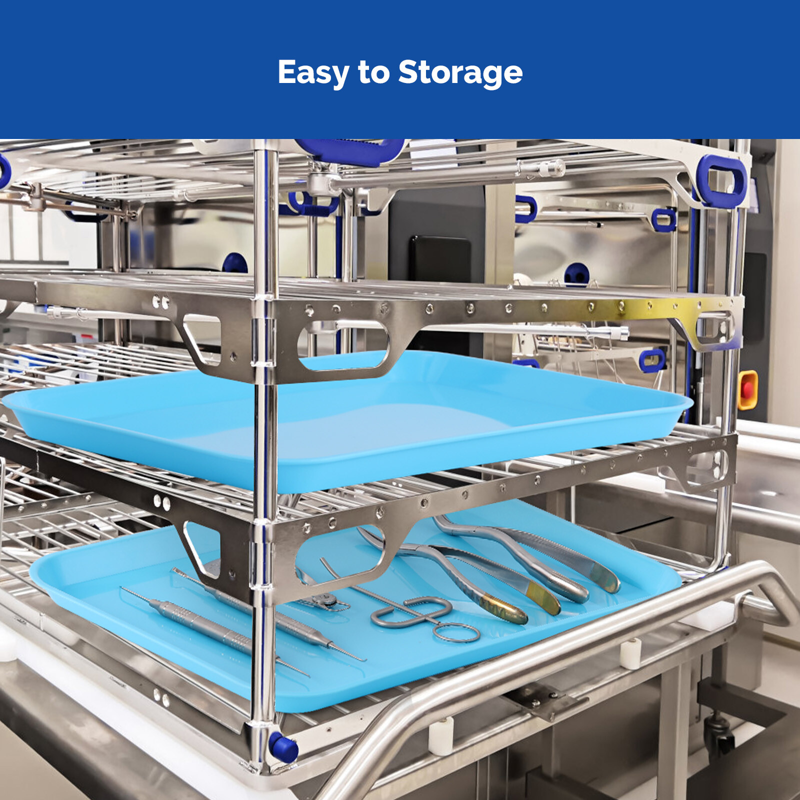 Dental Flat Tray Autoclave Instrument Trays Plastic Size B 13.25″ X 9.75″ Colada
