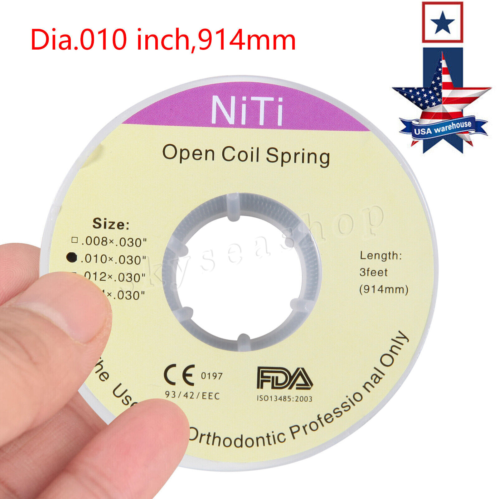 USA Dental Orthodontic Niti Open Coil Spring Spool Dia.010 *030 ” inch 914mm Ab