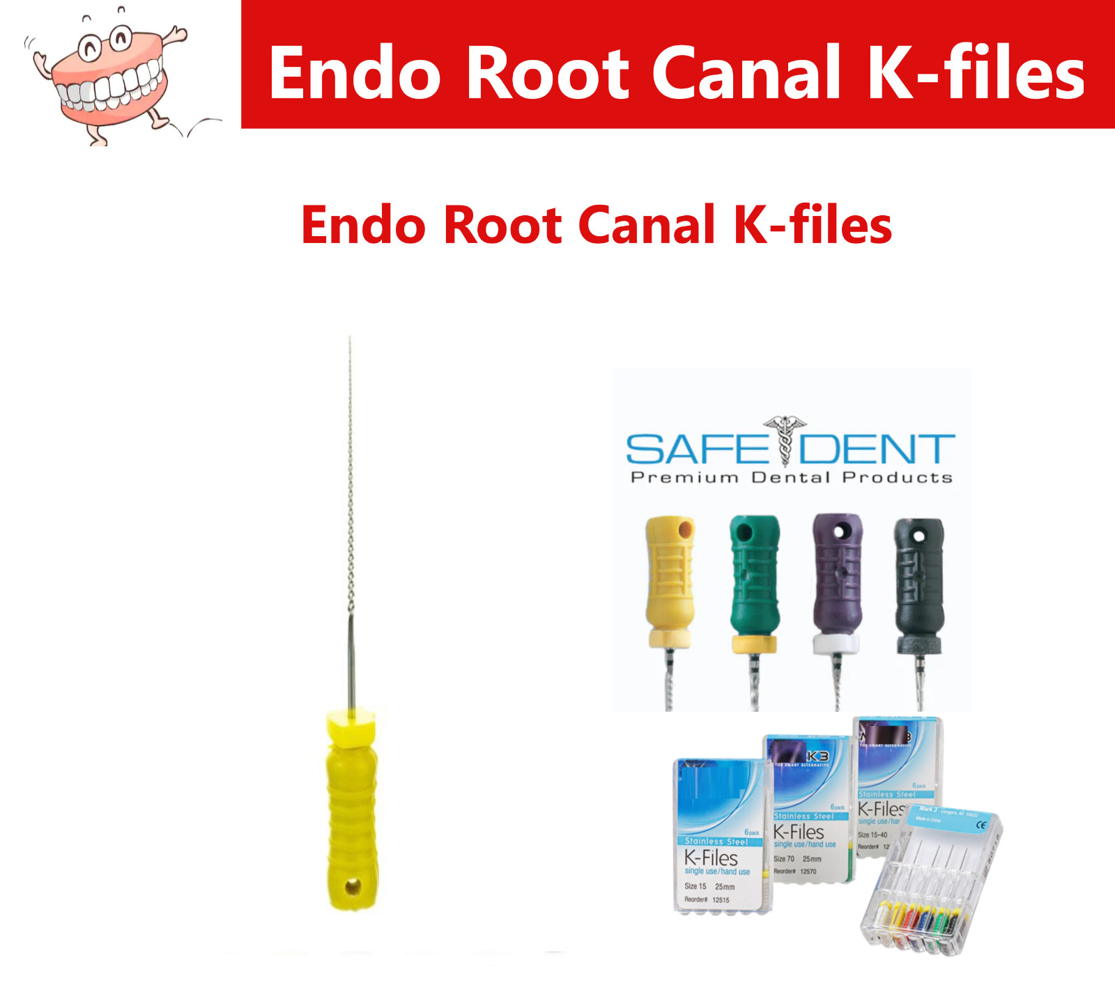Dental Endo Root Canal File K-files 21mm 25mm 31mm Stainless Steel Hand Files