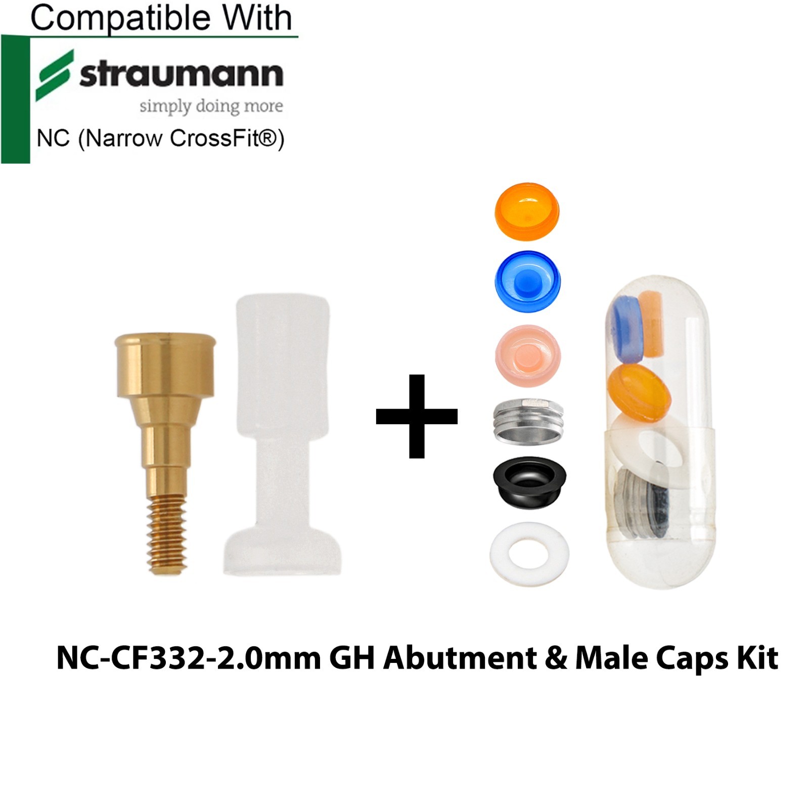 Dental Overdenture Locator Abutment NC & Male Cap Kit Removale Fit Straumann ITI