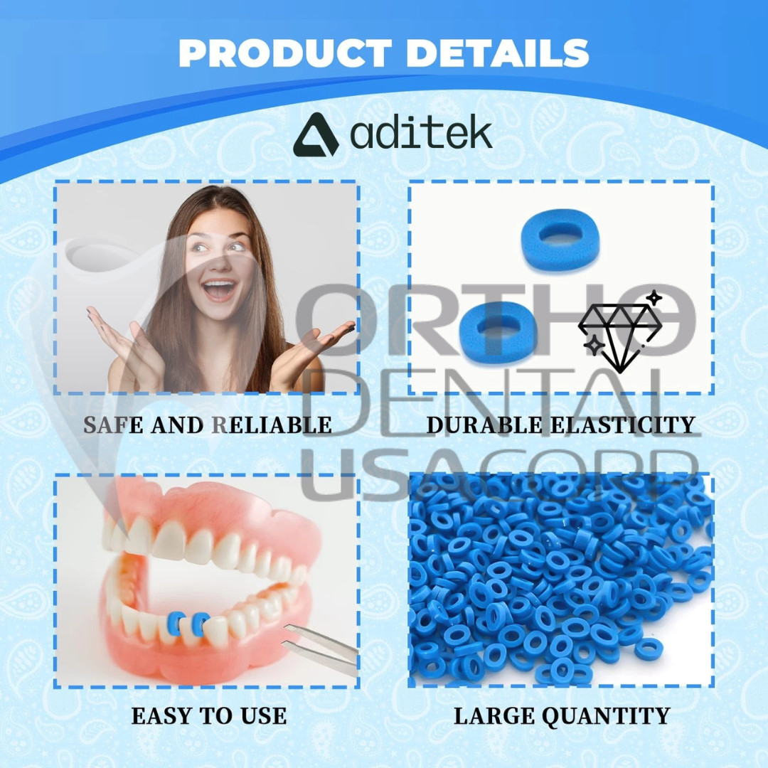 Orthodontic separator Elastic 5/32″ Blue Pack 1,000 pcs pack Aditek Orthodental