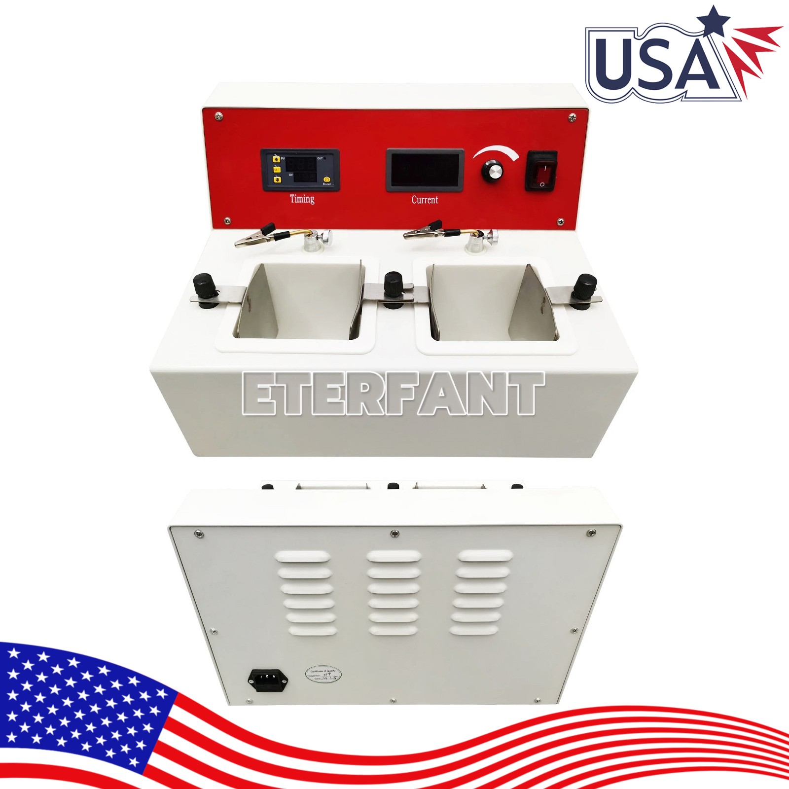 ETERFANT Dental Lab Electrolytic Polish Machine Two electrolytic Cells 110V 250W
