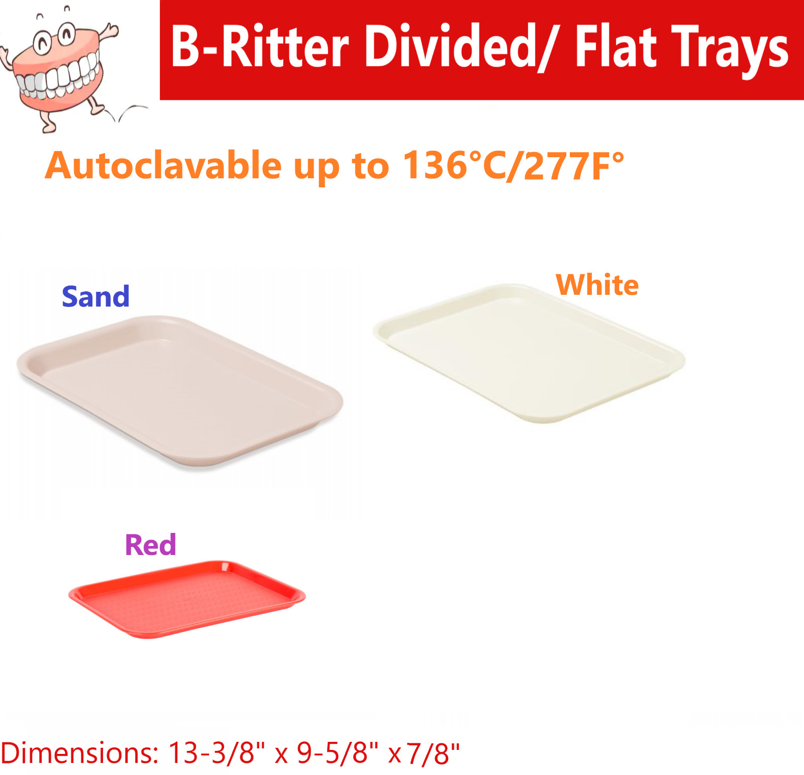 Dental Procedure Set-Up Trays Flat B (Ritter) or F Mini, or B Divided Tray 250F
