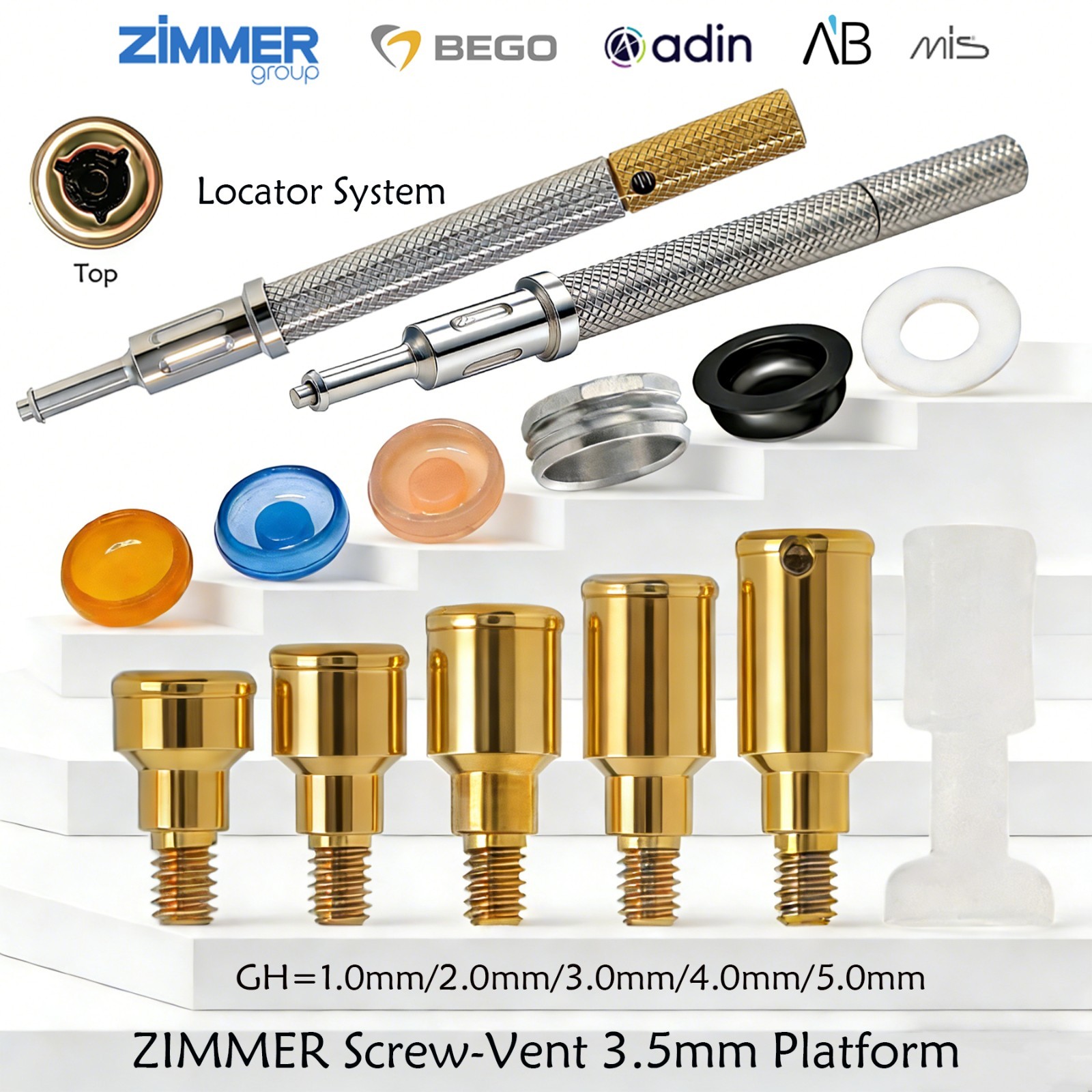 Dental 3.5/4.5mm Locator Attachment For Zimmer Screw-Vent system Abutment