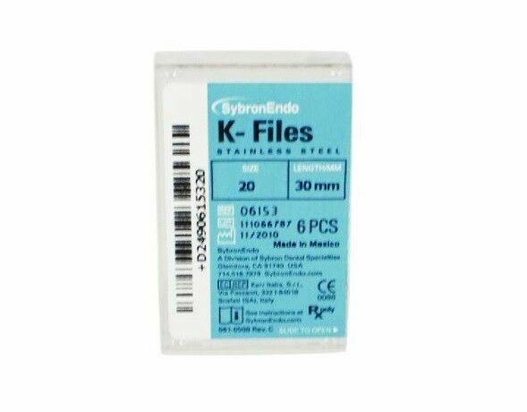 Kerr Sybron Endo Dental 30mm Stainless Steel K-files 6-file per box all size