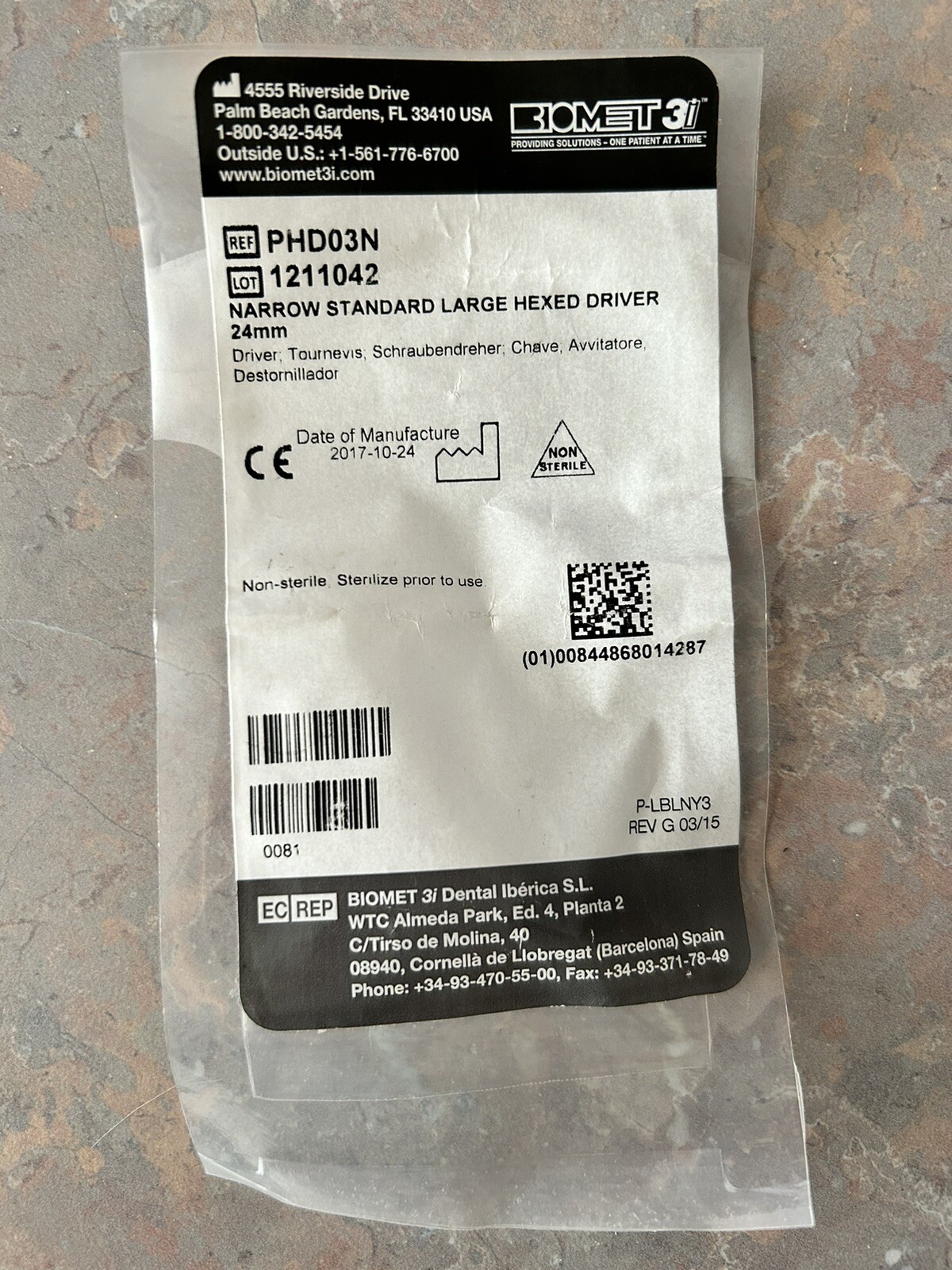 Biomet 3i Certain Temporary Hexed Cylinder 24mm  ref PHD03N