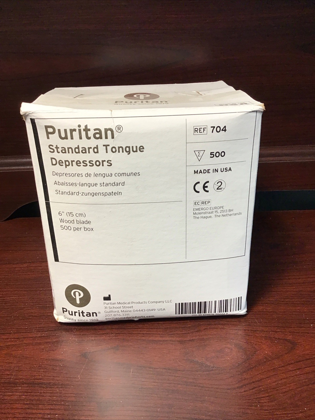 Puritan, Standard Toughest Depressors, 6” (15cm), Wood Blade, 500 Per Box, #704