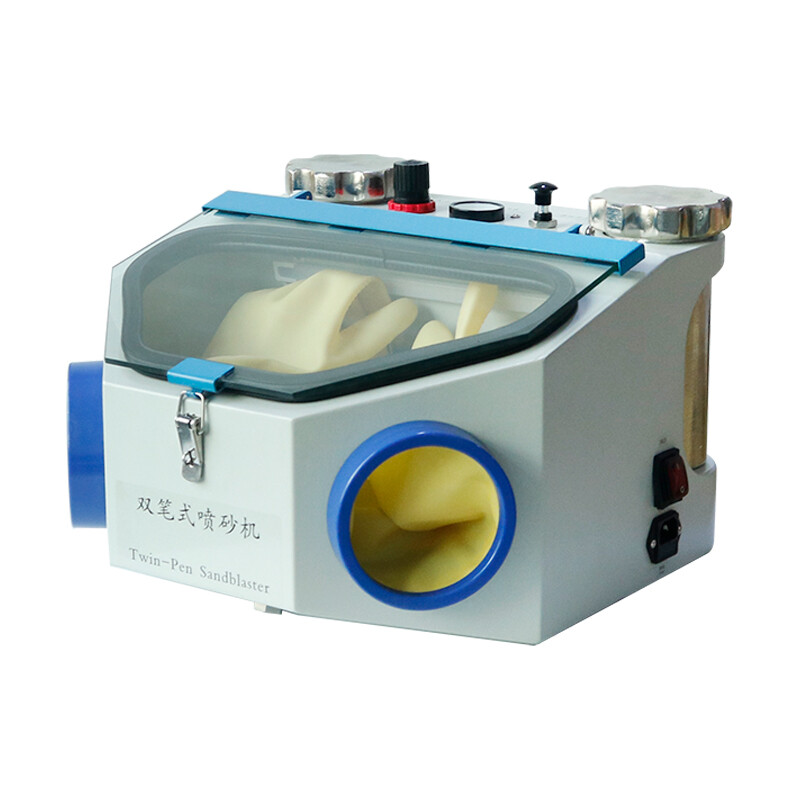 Dental Double Pen Sandblasting Box with LED Light Fine Sandblasting Unit JG-218