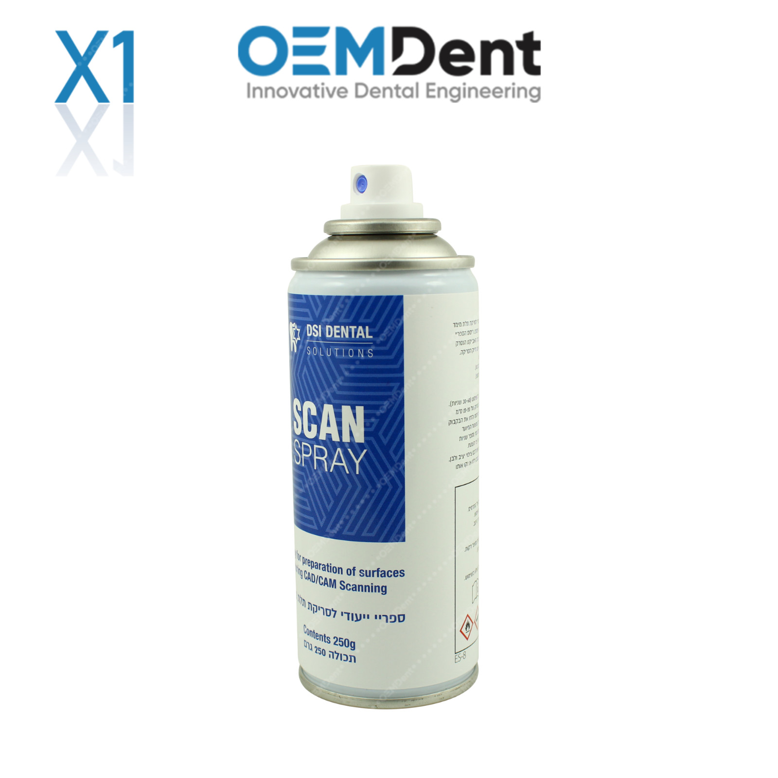 Dental 3D Extra-Oral Scanning Spray 250ml Non-Reflective Coating CAD/CAM