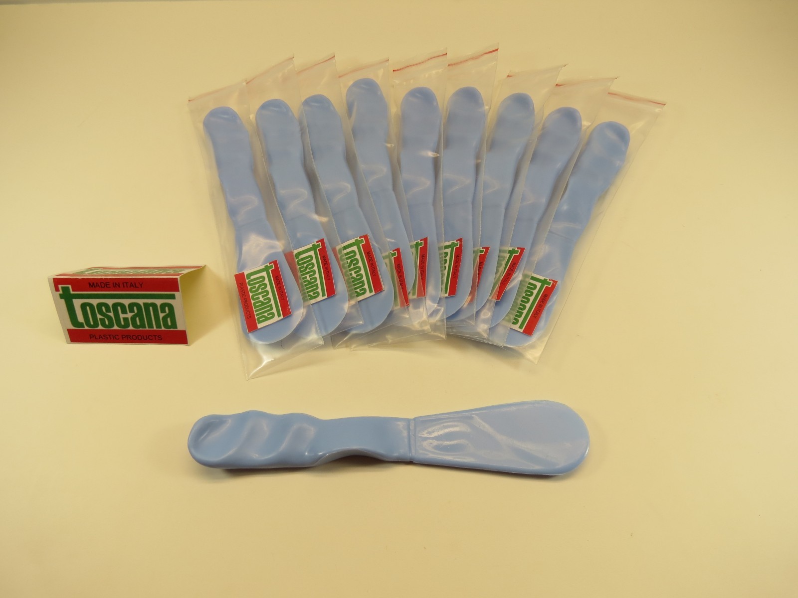 Dental Spatula Plaster Plastic Light Blue Type Handle Set /10 Pcs TOSCANA