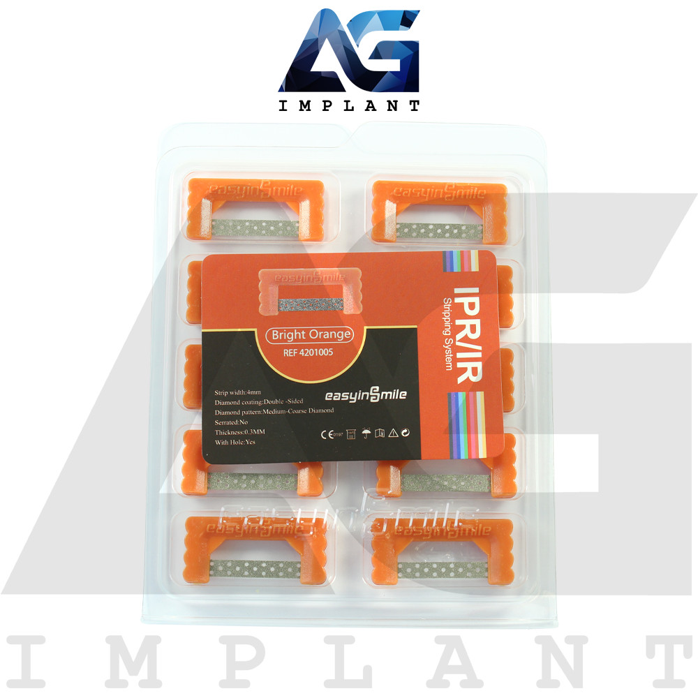 EasyinSmile® Perforated Bright Orange IPR Strips 10 Pcs Set 0.3mm Diamond Coated