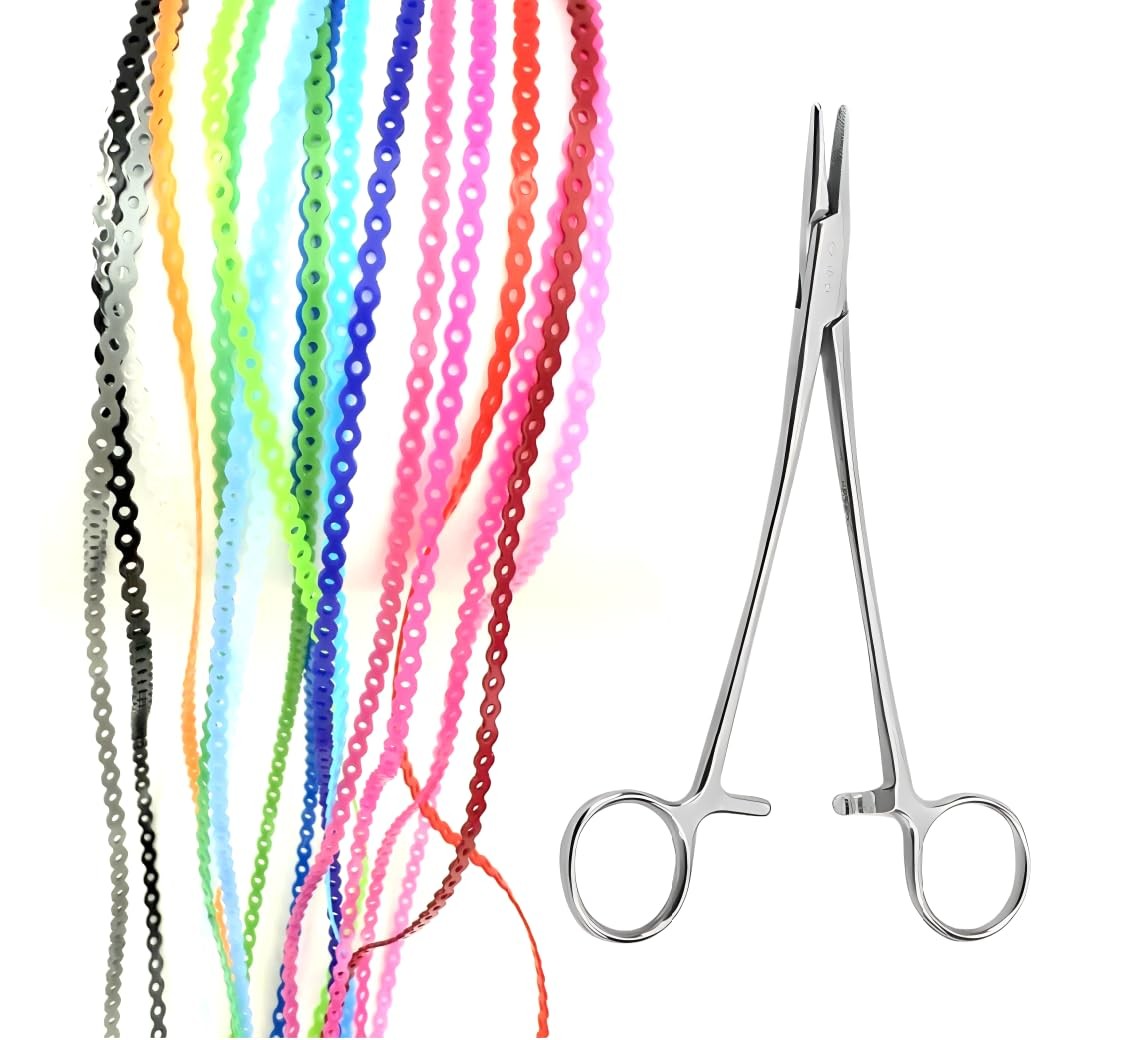 DIY Braces Power Chain Kit – 20Pcs (8.6In/pc) Multi-Color Elastic Multicolor