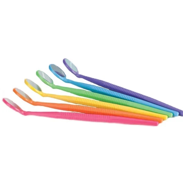 ZIRC Crystal HD Mouth Mirror – #5 with Thin Grip, Assorted Neon Colors 12/Pk 40%