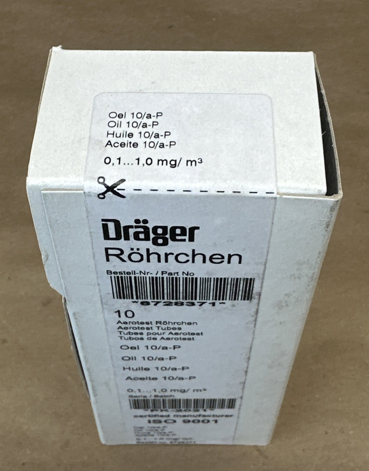BRAND NEW 10/Box- Drager Rohrchen Aerotest Tubes 6728371 Oil 10/a-P 0.1-1.0mg/m3