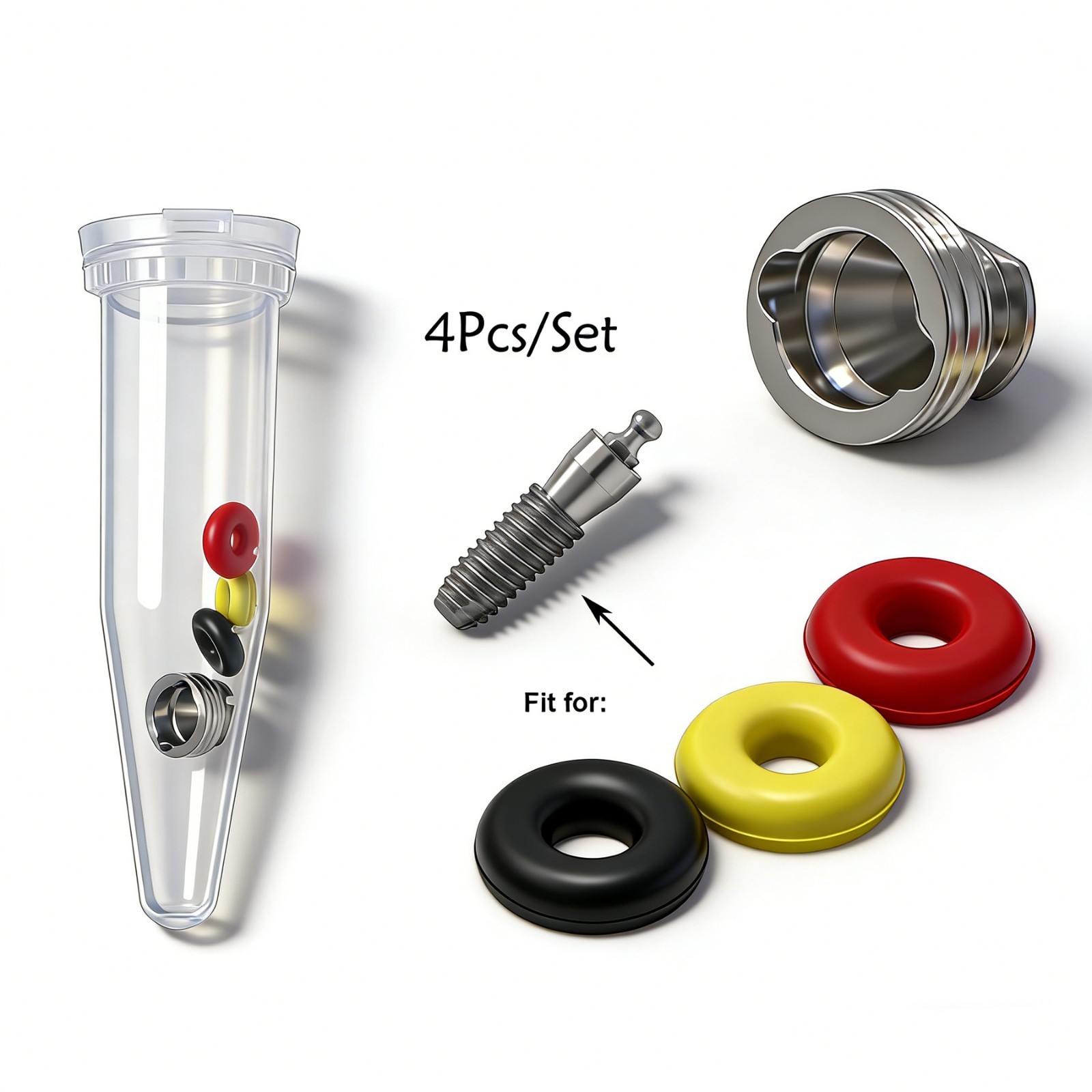 Dental Implant O-ring Retention Cap Kit For Hiossen/Osstem Ball Abutment 4pc/set