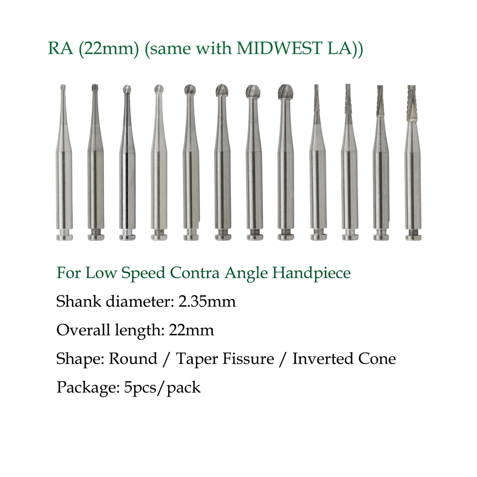 Wave Dental Carbide Burs Latch Round RA 2 3 4 8 699 for Slow Speed Contra Angle