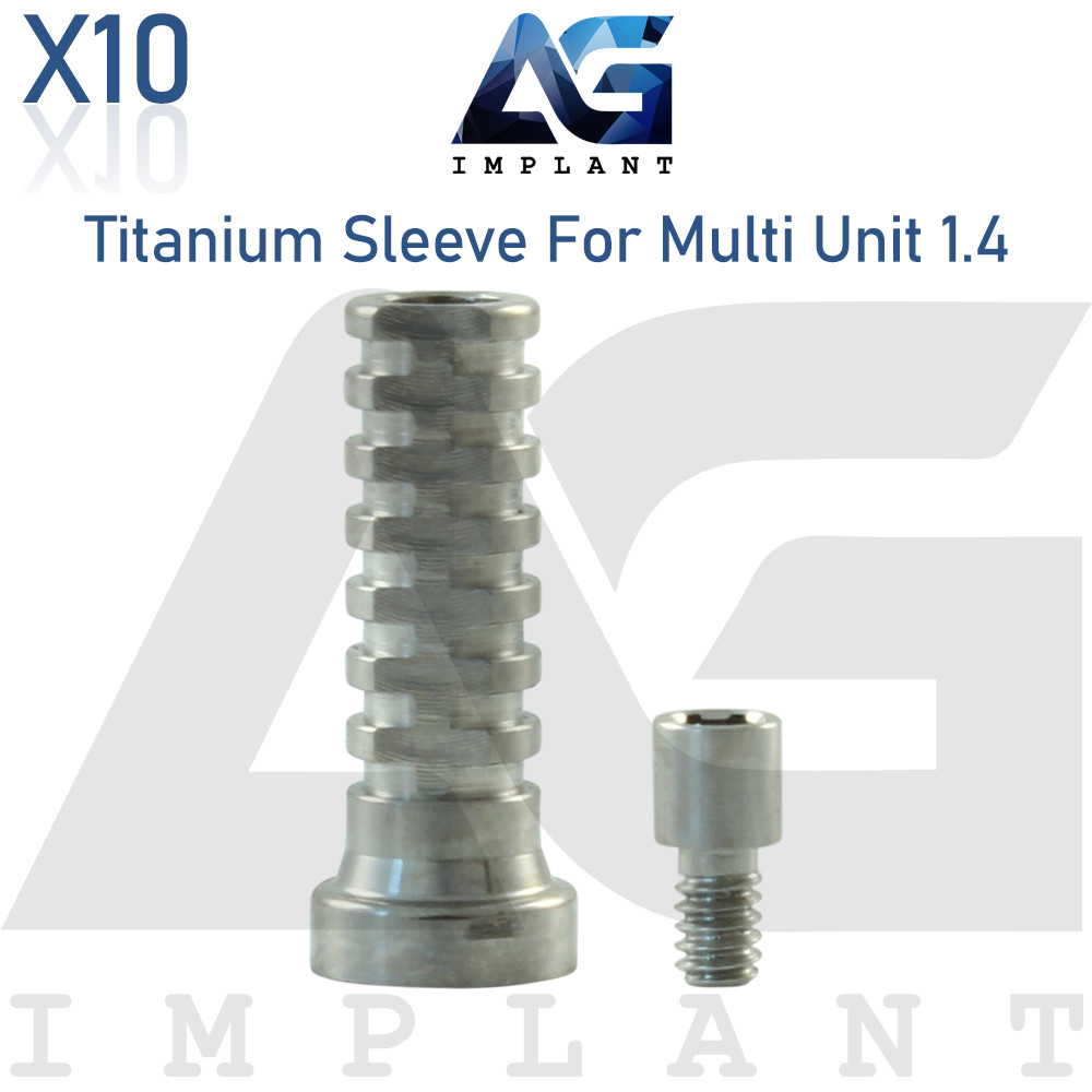 10 Titanium Sleeve For Multi Unit 1.4 System Abutments With Screw Prosthetics