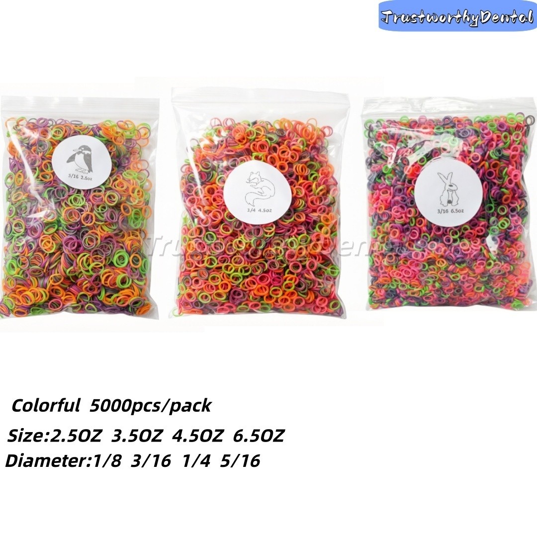 Dental Orthodontic Super Elastics Rubber Bands Ties Colorful 2.5/3.5/4.5/6.5OZ
