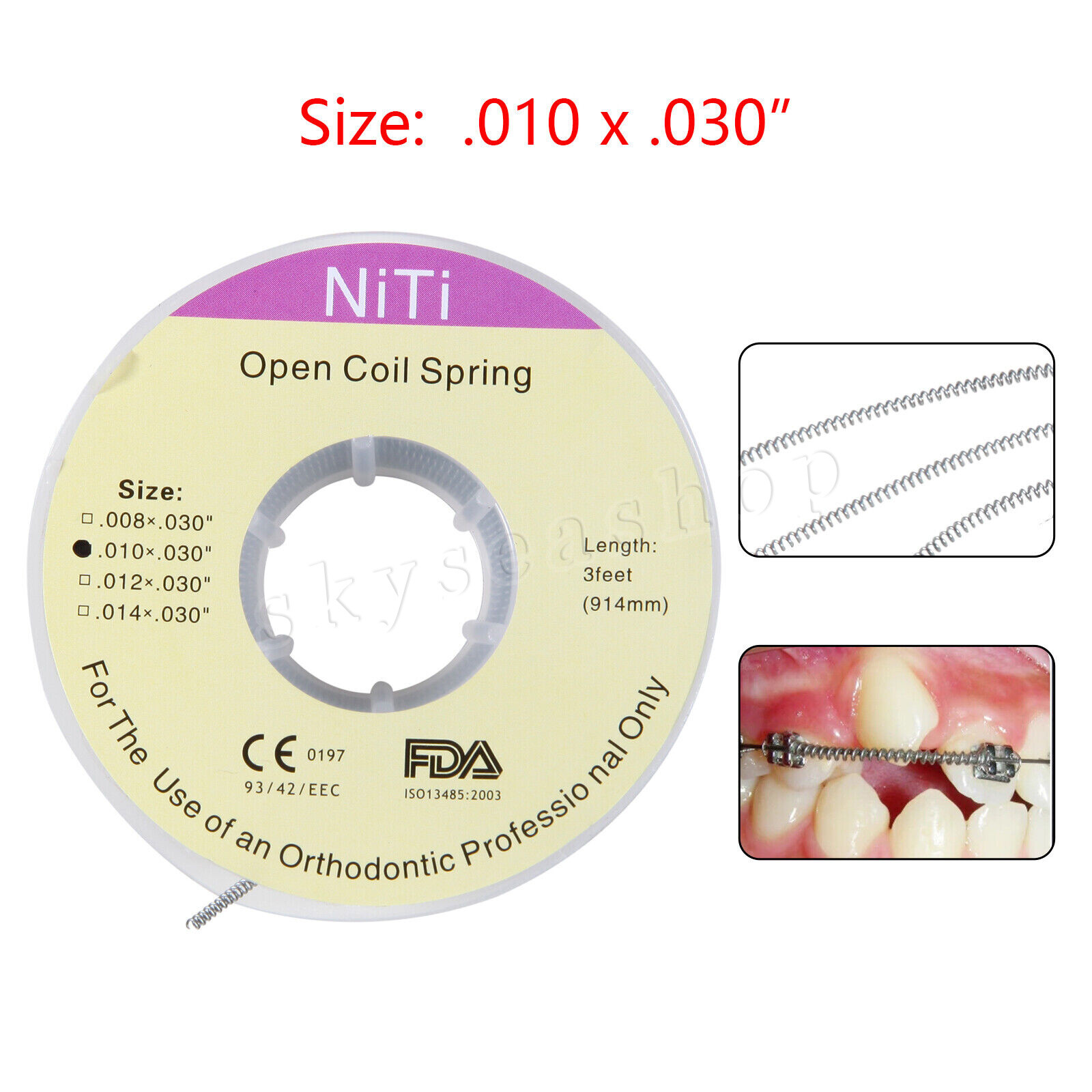 10 Roll Dental Orthodontic Niti Open Coil Spring Spool Dia.010 *030 ” inch 914mm