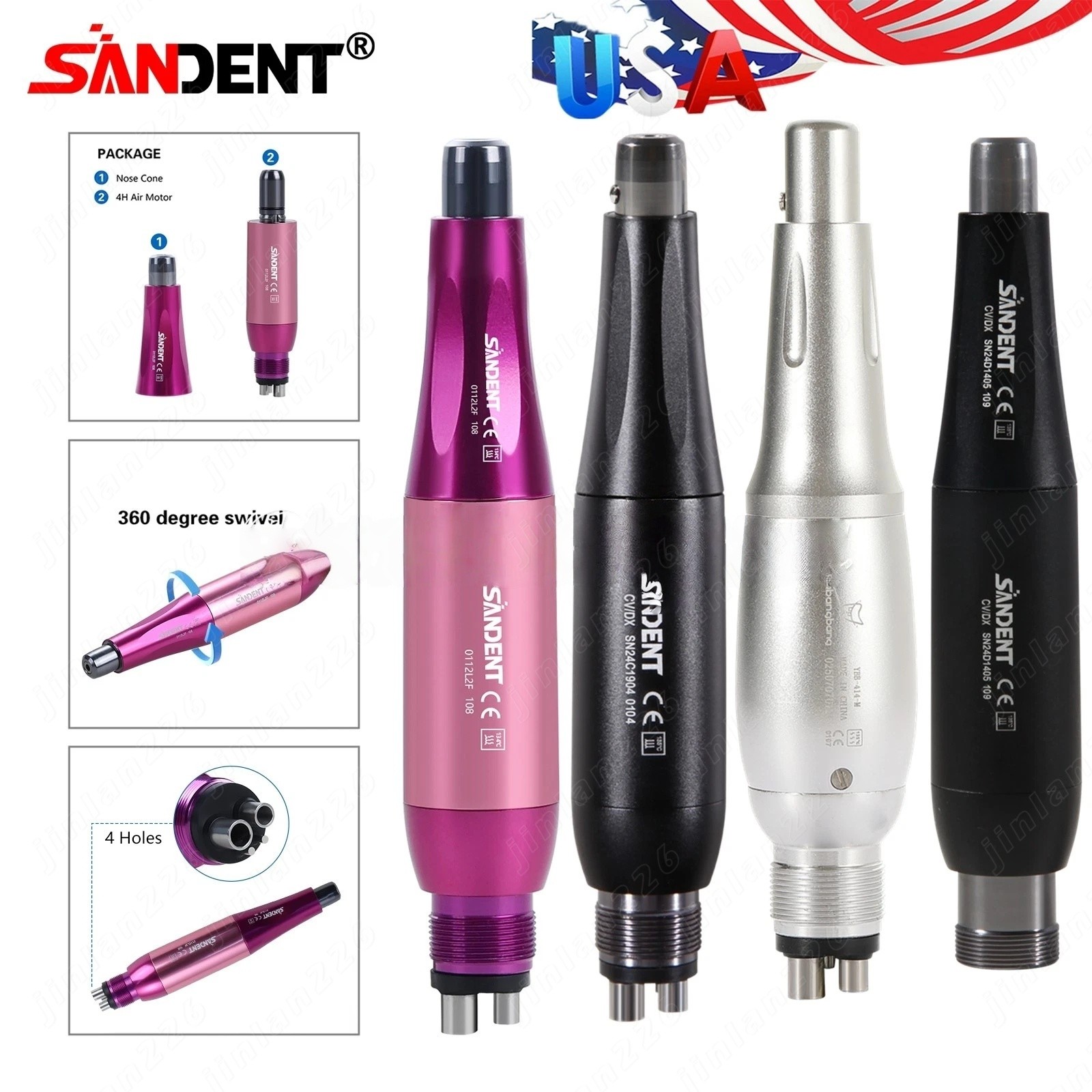 Dental Hygiene Prophy Handpiece Air Motor 4Hole For Teeth Polishing