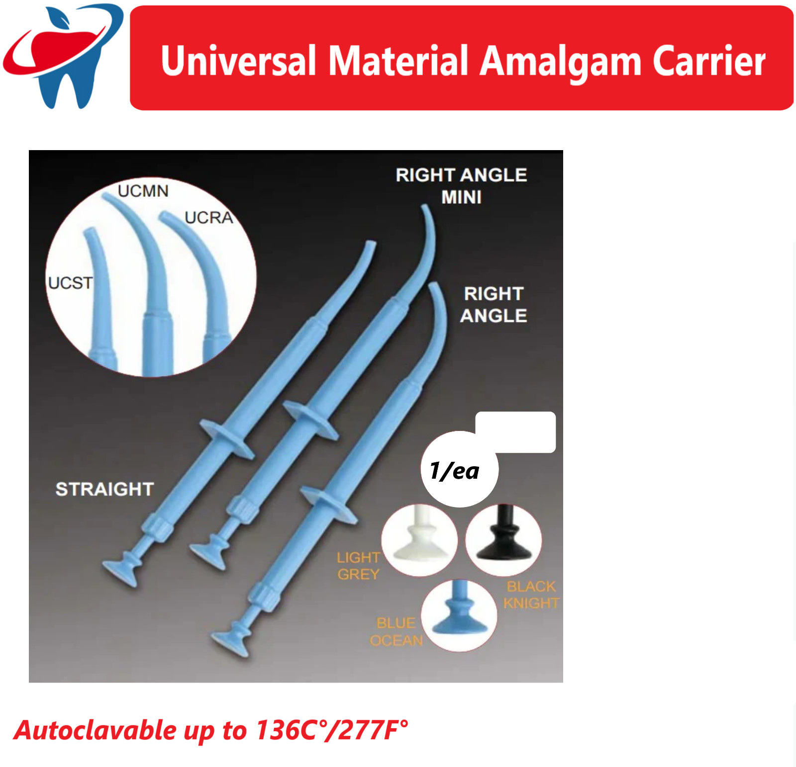 Dental Universal Material Amalgam Carrier Right Angle, Straight, Righ Mini Angle