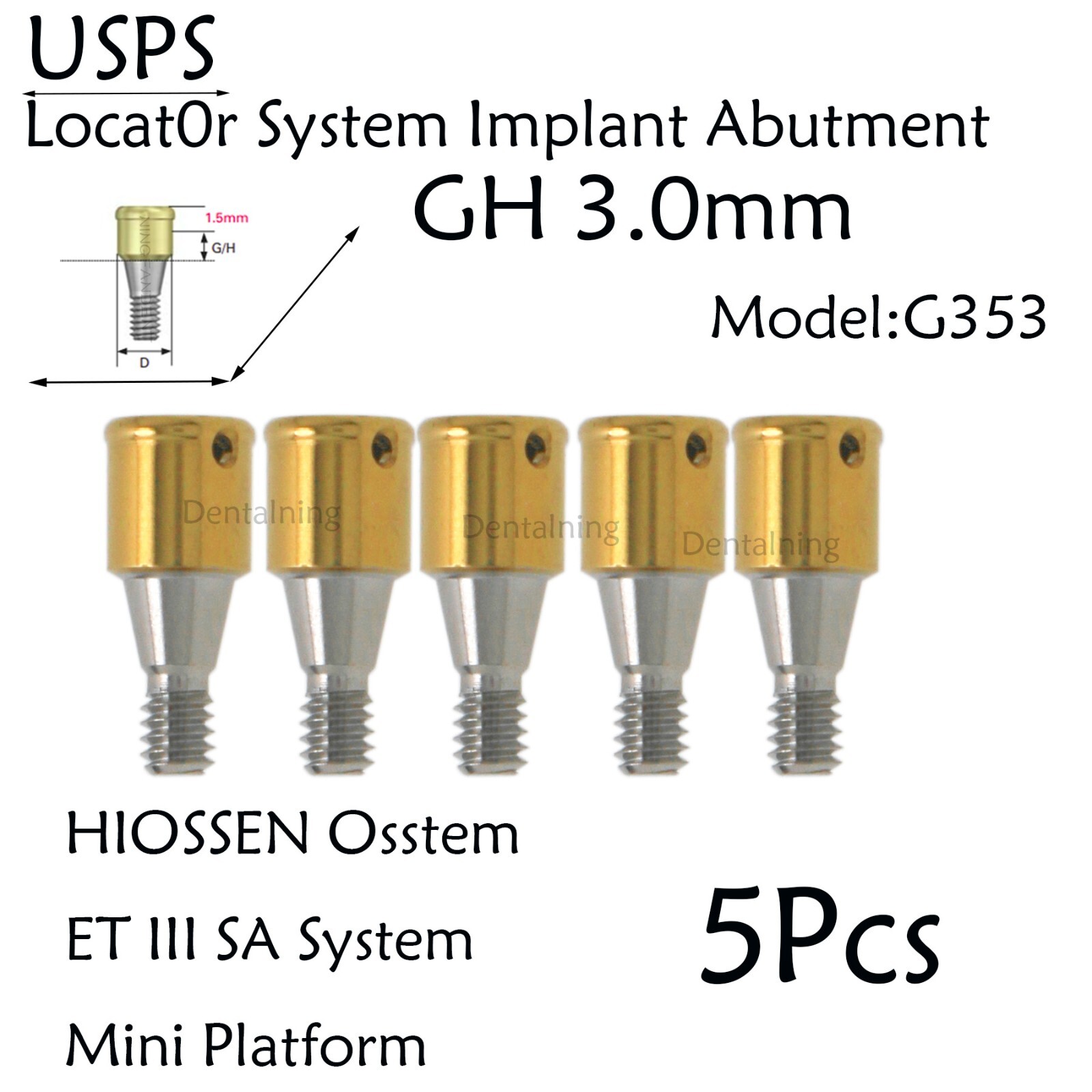 US HIOSSEN ET III SA/Osstem/DIO UF/Snucone Mini Locator Abutment For 1-6mm