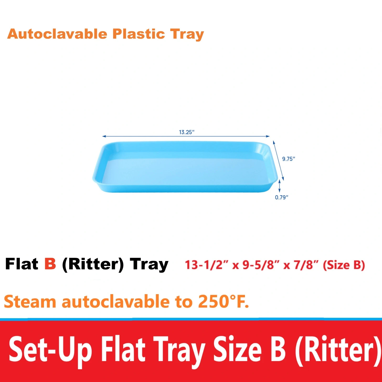 Dental Autoclavable Trays Plastic Instrument Set Up Flat Tray Size B Size F Mini