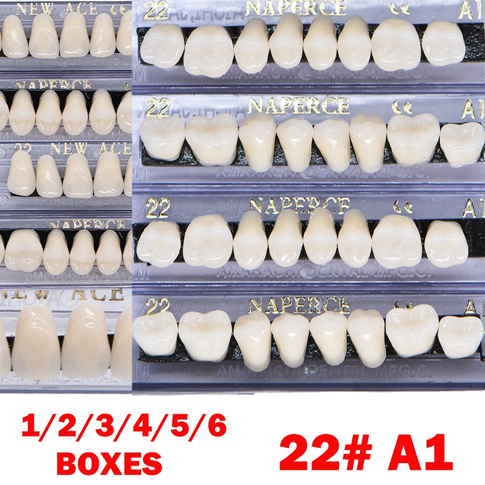 1-6 Box Dental Acrylic Resin Denture 22# A1 Full Set Teeth Upper Lower Shade NEW