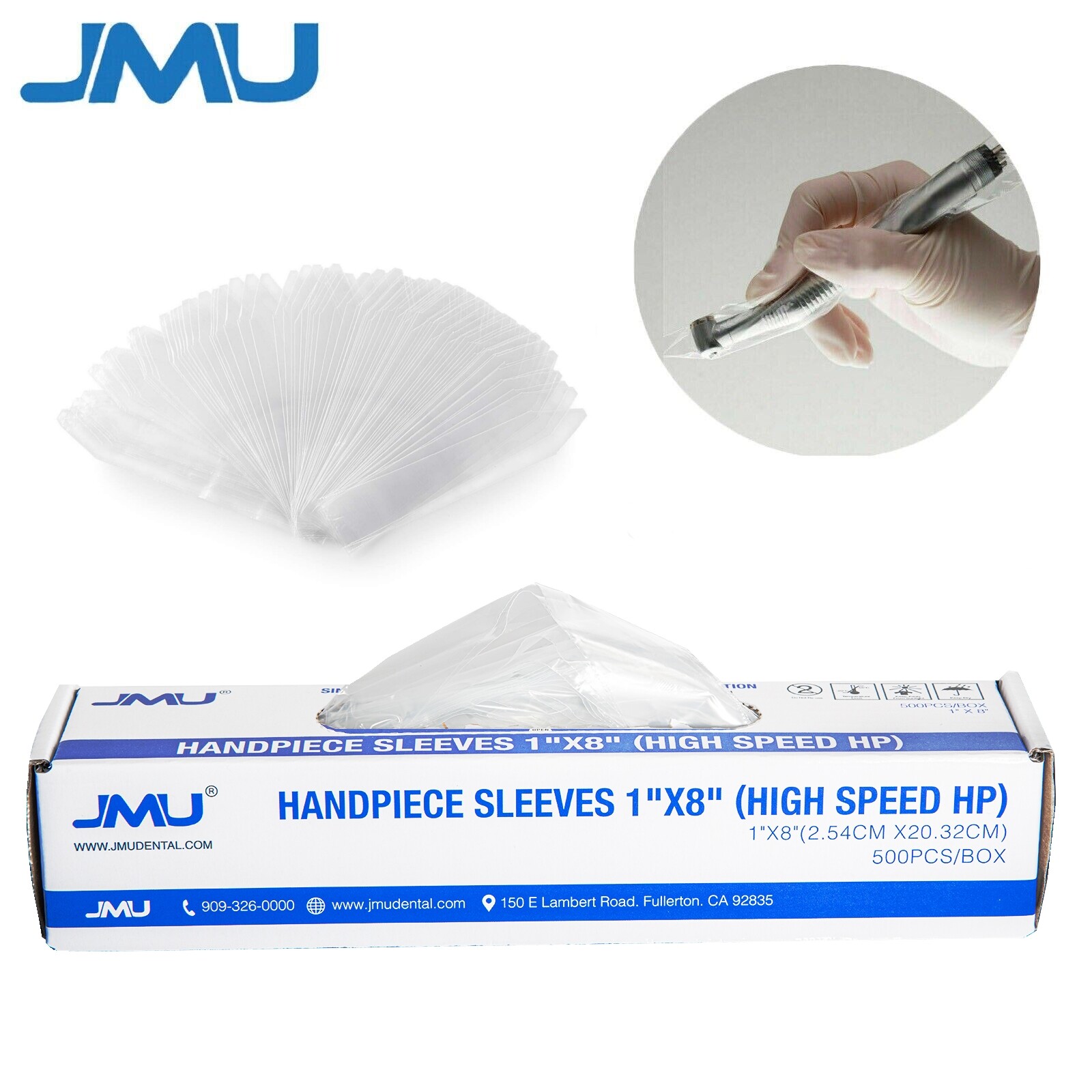 500/Box JMU Dental Disposable High Speed Handpiece Sleeves Protect Cover 1″x 8”