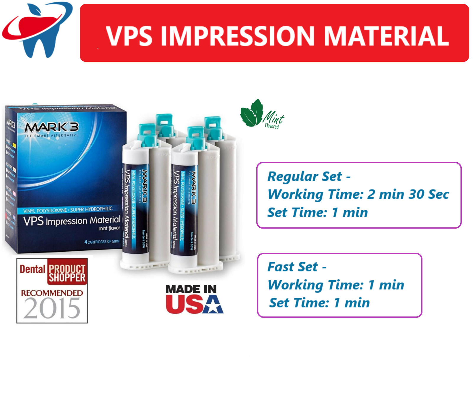 HEAVY BODY FAST SET VPS PVS Dental Impression Material FAST Set 50ML Cartridges
