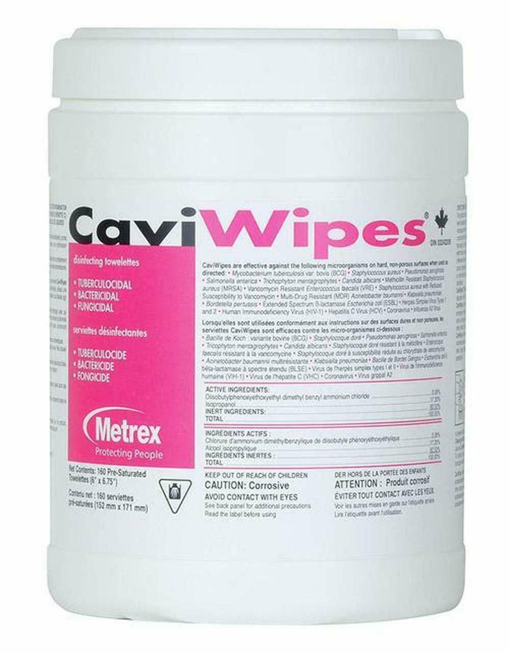 Metrex CaviWipes Germicidal Hospital Towelettes Large 6″x6.75″ 160 Can 13-1100