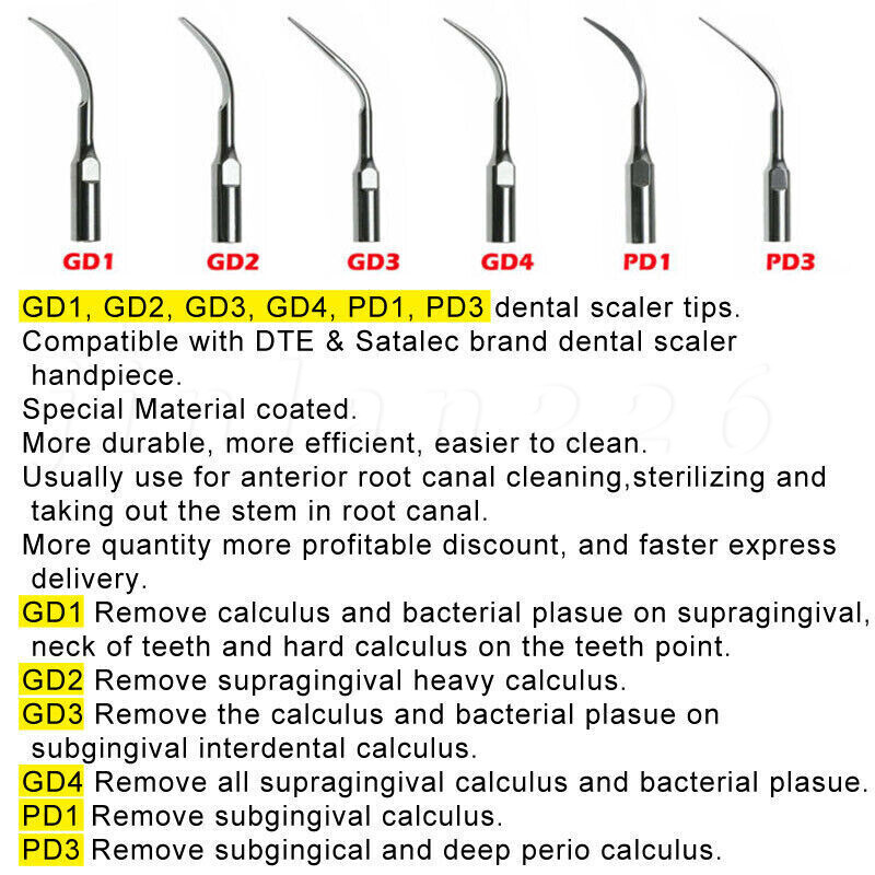 5*Dental Ultrasonic Piezo Scaler Tip for EMS SKYSEA VRN DTE SATELEC Handpiece st