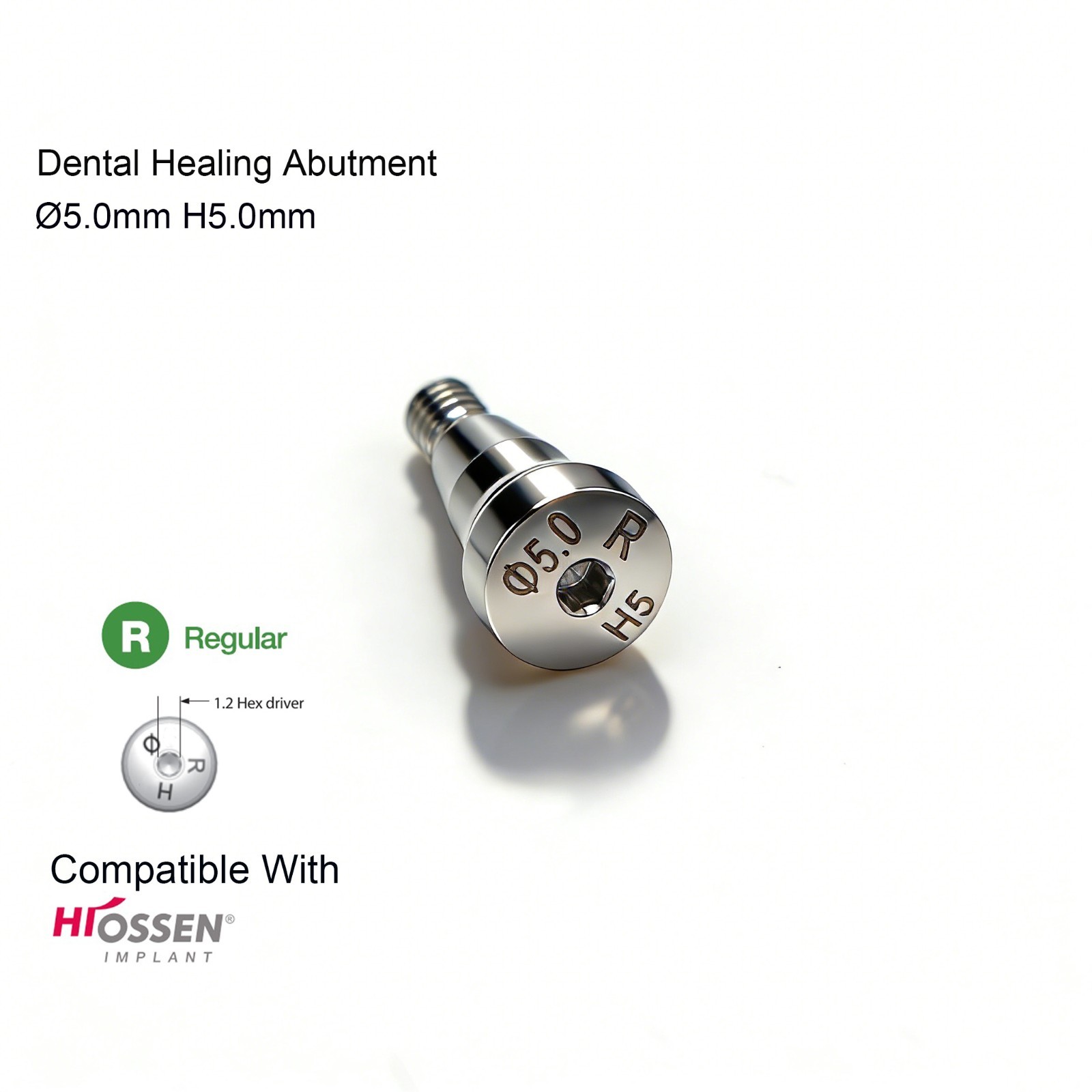 Dental Healing Cap Abutment Regular Platform Compatible Hiossen ET Conical 5.0mm