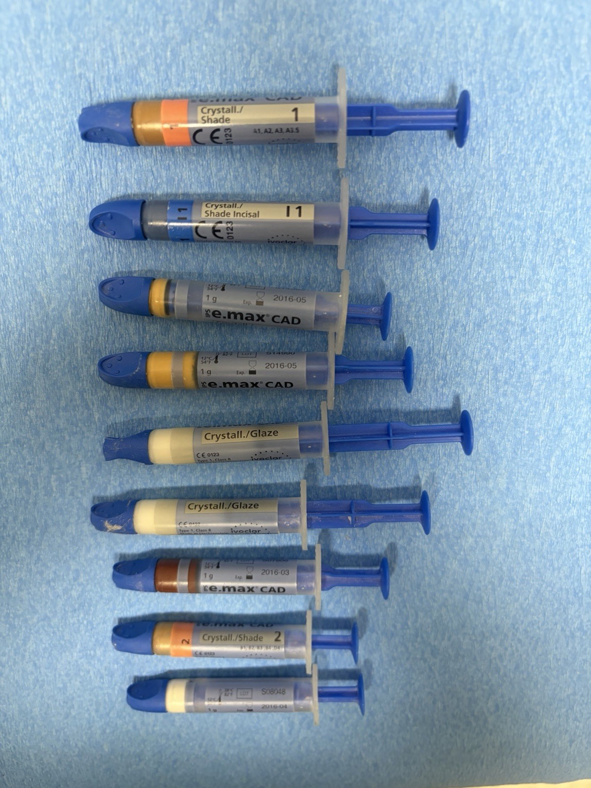 Ivoclar E.max CAD Crystal Stain And Glaze Lot Of 9