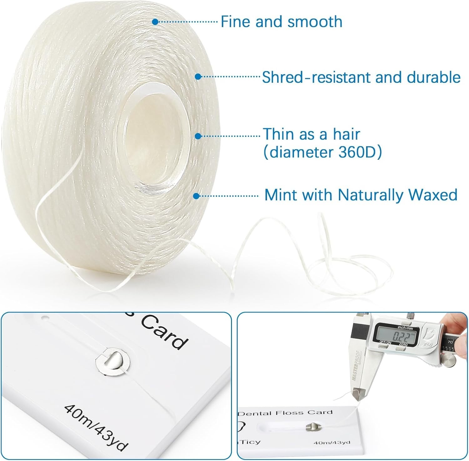 Dental Floss Deep Clean Waxed in a Credit Card 129 Foot (Pack of 3)