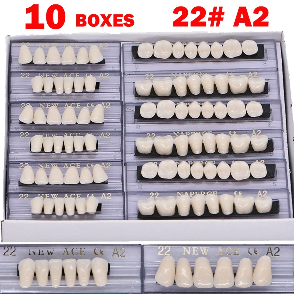10Boxes Dental Acrylic Resin Denture 22#A2 Full Set Teeth Upper Lower Shade USA