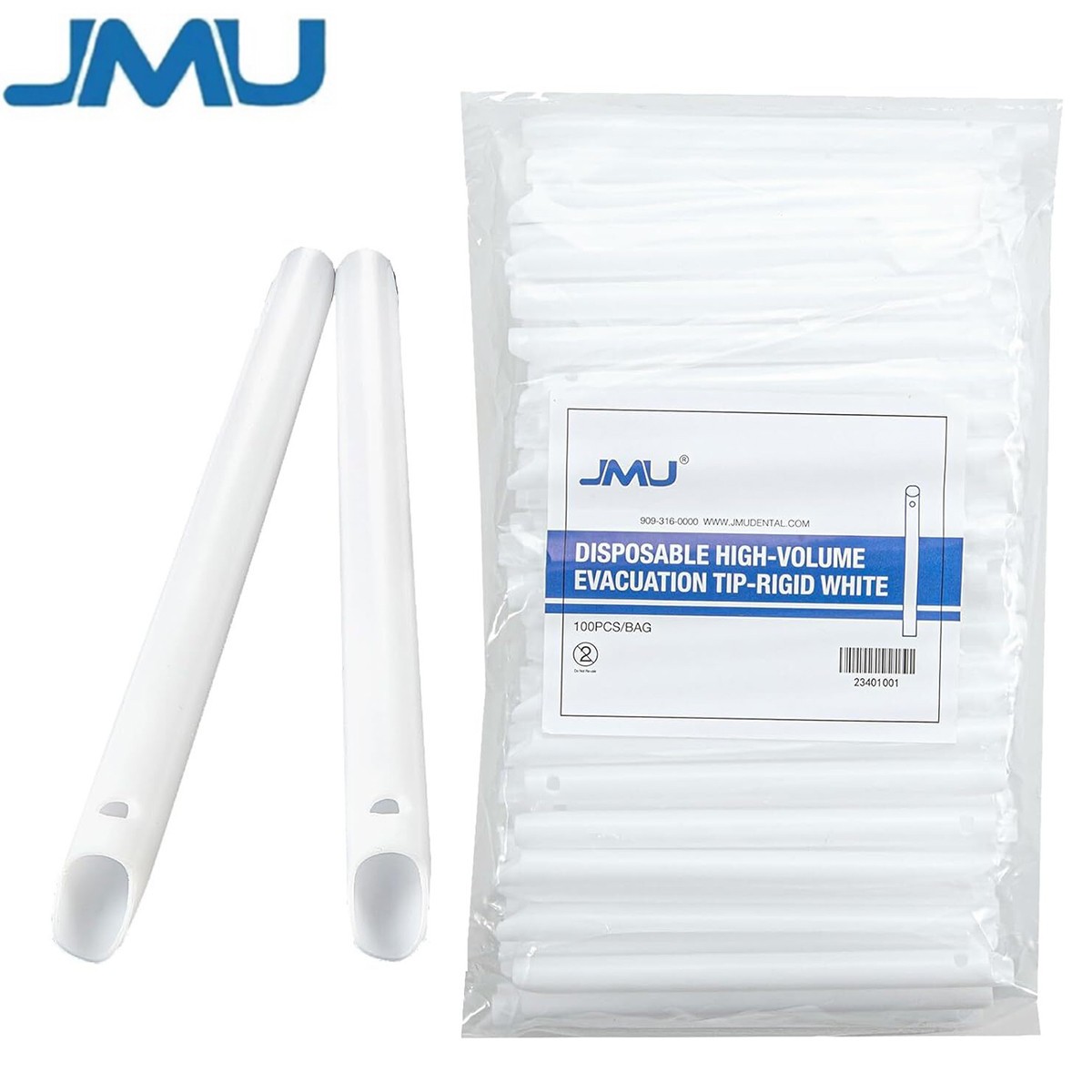 up to 2000 JMU Dental HVE High-Volume Evacuation Suction Tips Rigid White