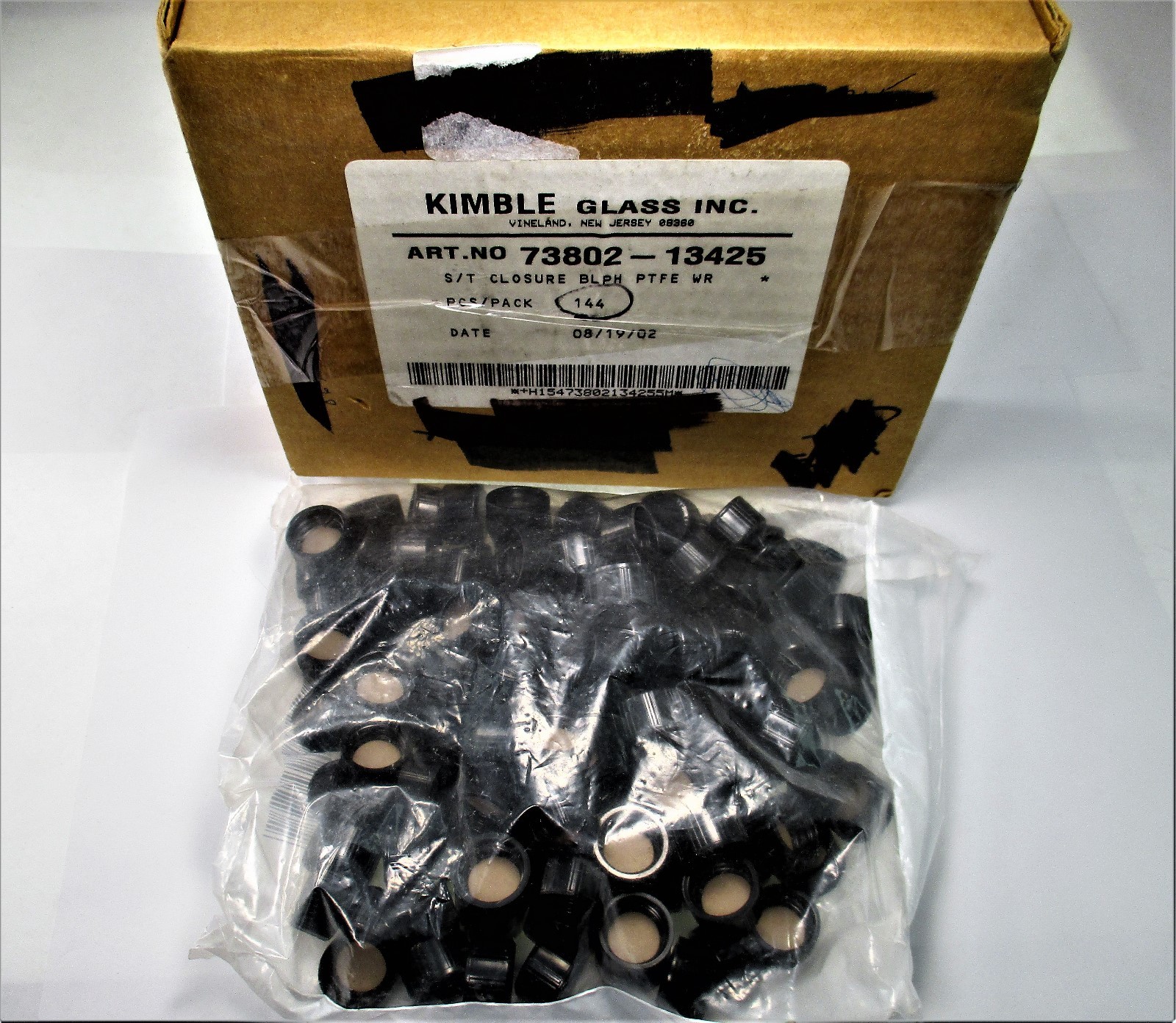 Kimble Glass 73802-13425 S/T Closure BLPH PTFE WR New Qty 144