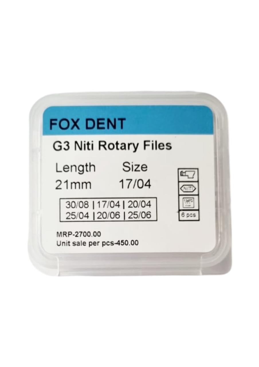 G3 Niti Rotary File Size No.17/4% Length 21mm Fox Dent Ultimate Flexibility
