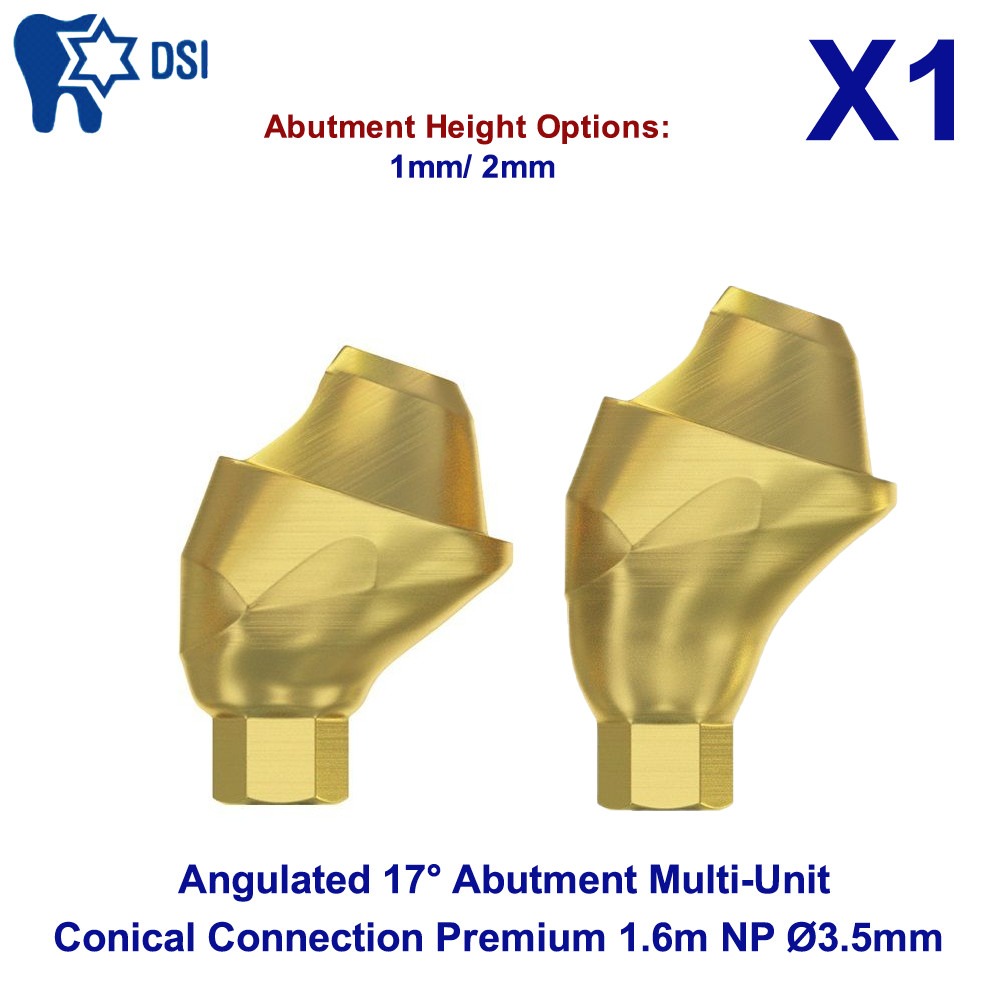1x Dental Conical Angulated 17° Abutment Multi-Unit Premium 1.6m NP Ø3.5mm