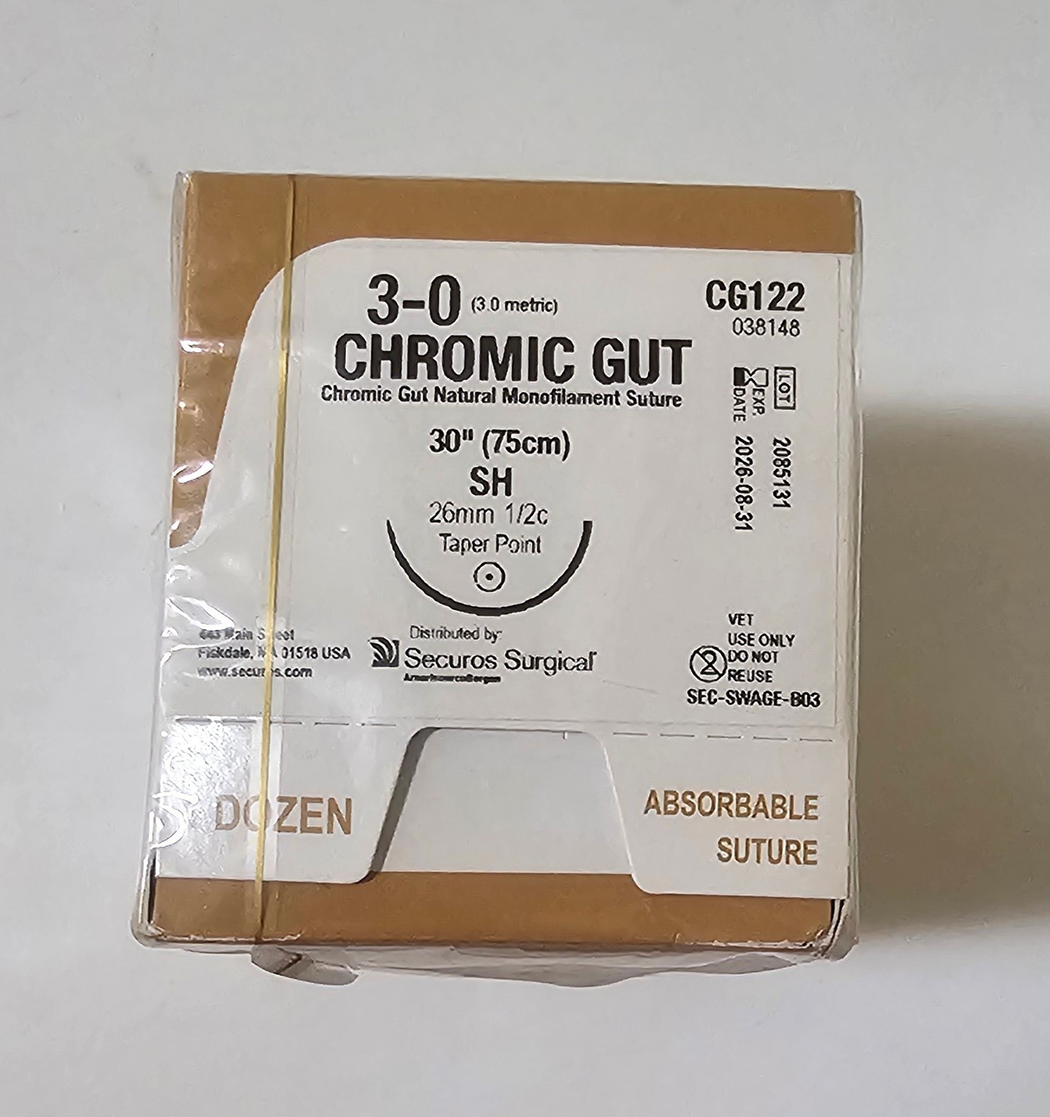 3-0 Chromic Gut Suture 30″