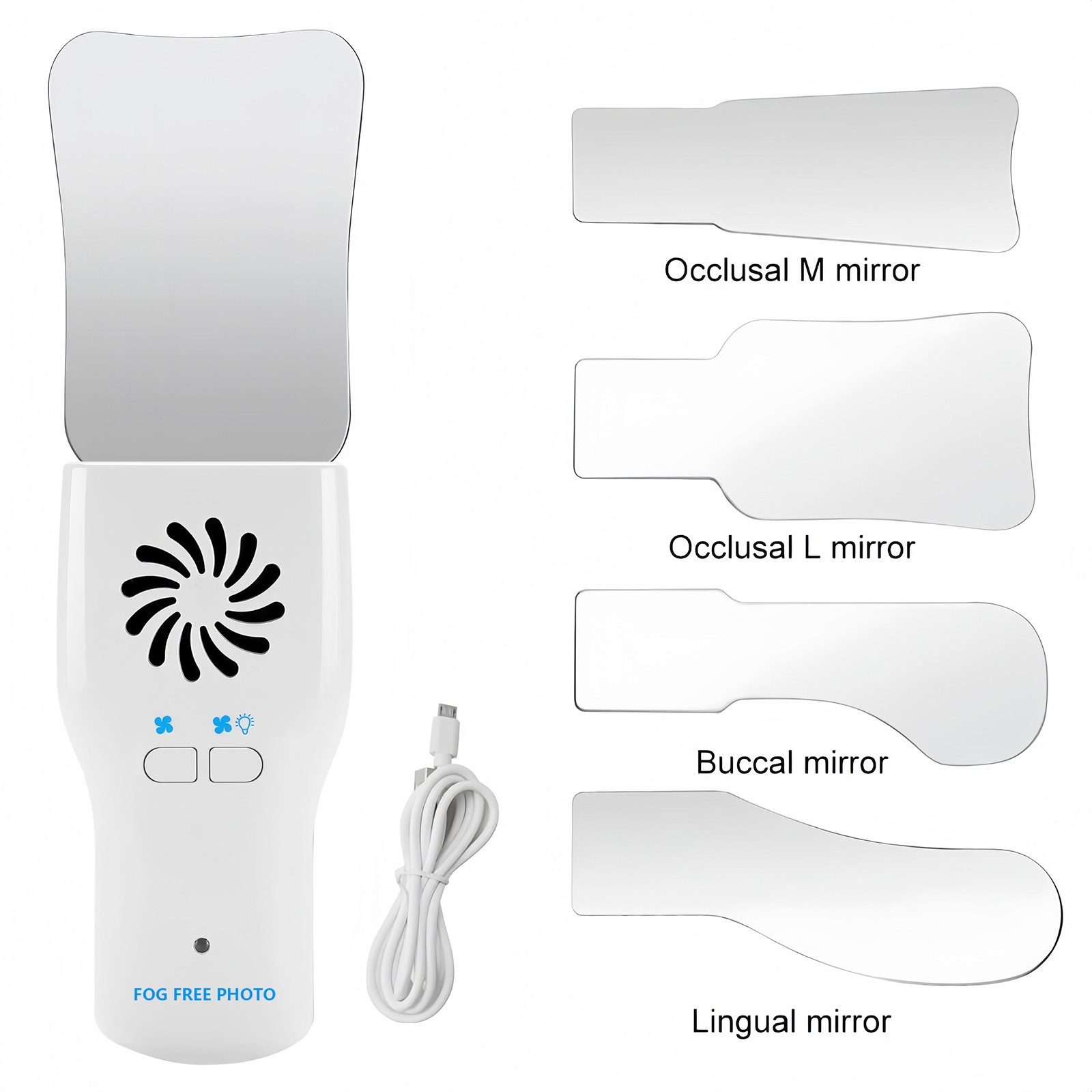 Dental Occlusal Mirror Fog Free LED Intra Oral Photo System 4 Mirrors Defogging