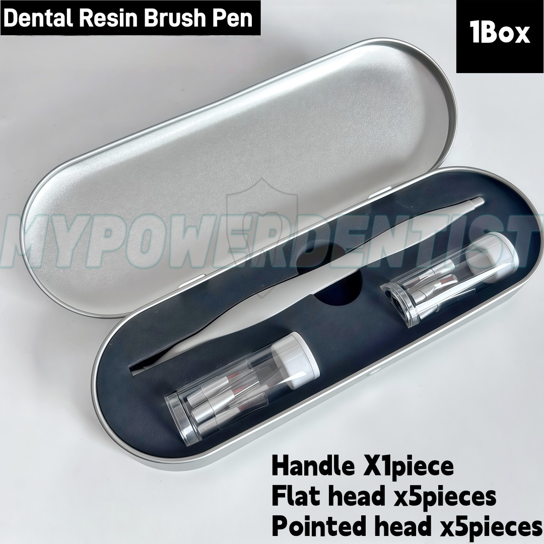 1Box Dental Resin Brush Pen Mini Micro Replaceable Brushes Head Straight/Curved
