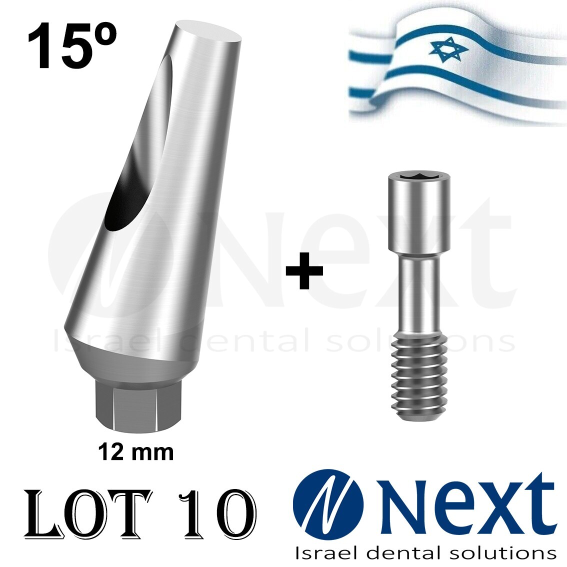 Lot x 10 Titanium Angulated Abutments 15 degree long 12 mm