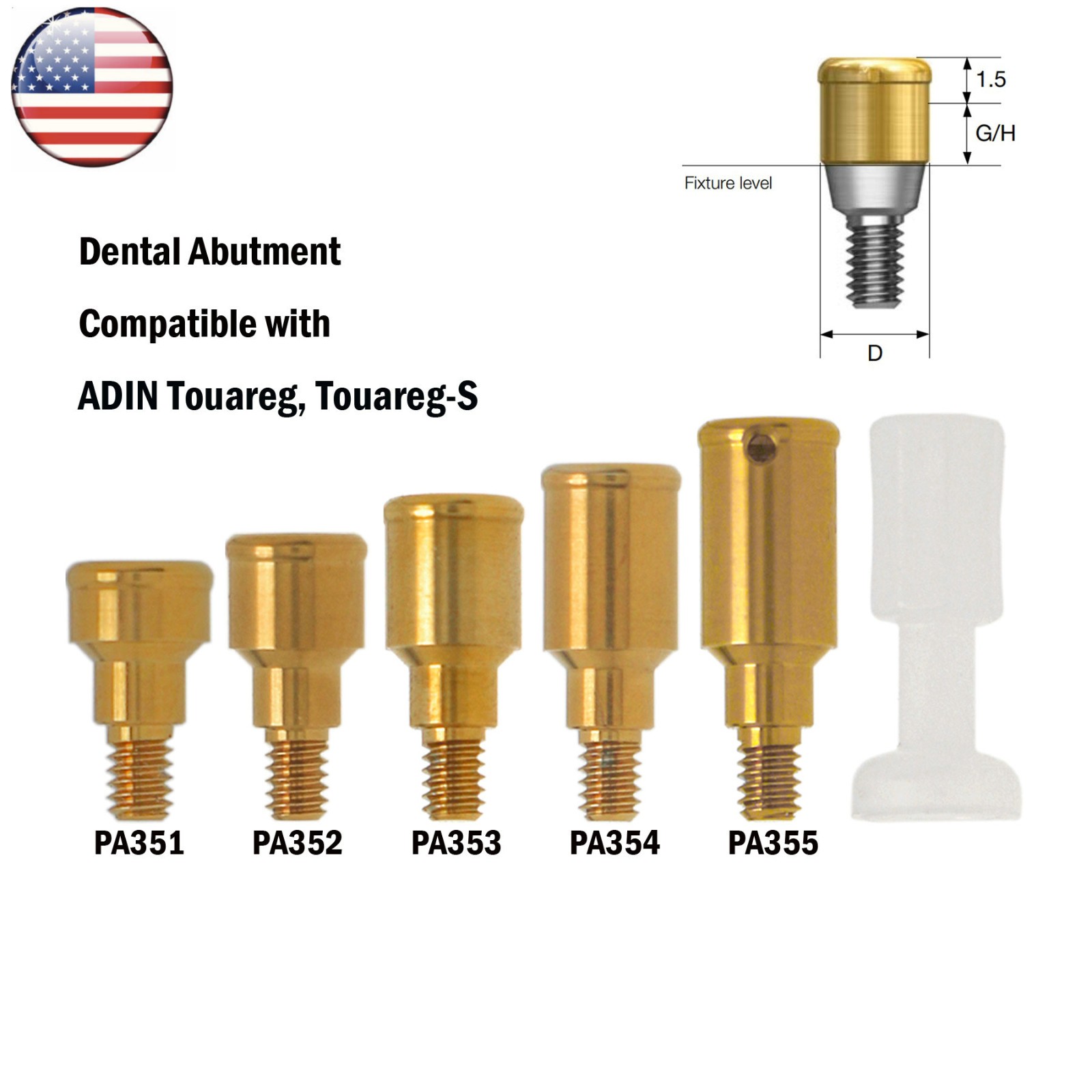 US Locator Abutments 1-5mm For Adin Zimmer Cortex BEGO 3.75 MIS Male Caps Tool